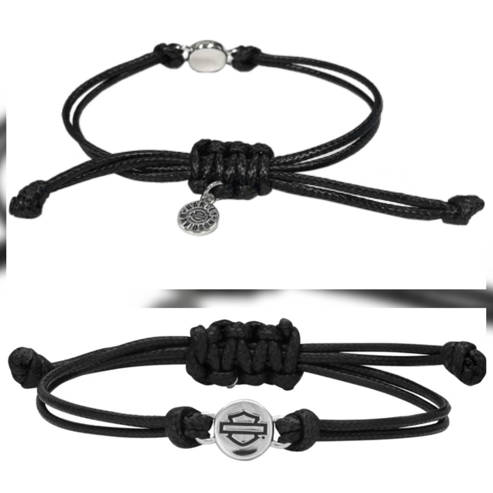 Harley Davidson Women's Bar & Shield Outline Cord Bracelet - Picture 7 of 8